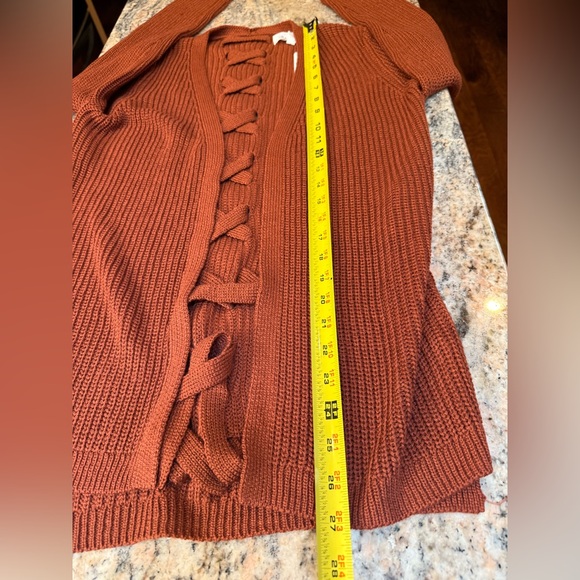 Pinque Artisan Rust Sweater with corset lace up Back Detail. XS - Picture 5 of 10